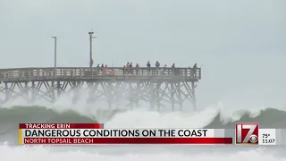 Hurricane Erin bringing dangerous conditions to Topsail Island