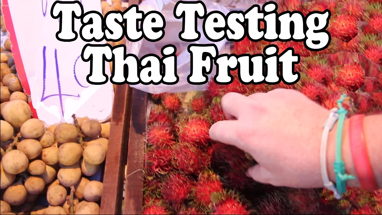 Thai Fruits at a Thai Food Market. Taste Test of Exotic Fruit at a Market in Thailand Vlog