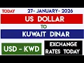 Convert From Kuwait 1 Dinar to United States Dollar USD TO KWD EXCHANGE RATES TODAY 27 JANUARY 2026
