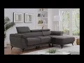 CM6254GY 2 pc Hokku designs napanee grey fabric adjustable headrest and chaise sectional sofa