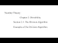 Examples of the Division Algorithm NT-Ch 2-S2 1 Divisibility - Part 2