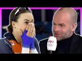 Lagu Live-moment achter Erben Wennemars gaat mis: schaatsster kleedt zich nét iets te enthousiast om