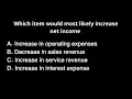 Income Statement Quiz