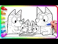 BLUEY Coloring Pages - Time to read I show you How to color Bluey Bingo Bandit Chilli