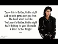 Thriller Michael Jackson Lyrics (letra)
