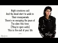 Lagu Thriller Michael Jackson Lyrics (letra)