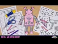 Printable Valentine Robot Coloring Craft Writing Prompts for 1st and 2nd Grade