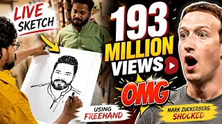 LIVE FREEHAND SKETCH 😱 193 MILLION VIEWS! OMG | Artist Harrsha
