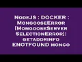 NodeJS DOCKER MongooseError MongooseServerSelectionError getaddrinfo ENOTFOUND mongo