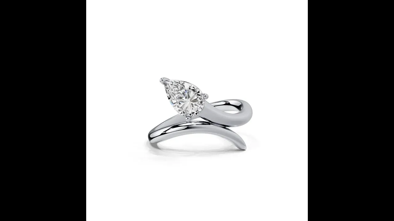 1.5 CT Pear Cut Lab Grown Diamond Twisted Ring in Sterling Silver