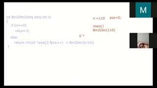 Implement recursive function to convert binary to decimal