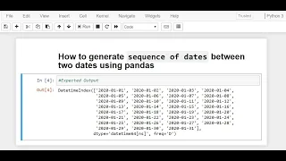 Python - How to generate sequence of dates between two dates using pandas