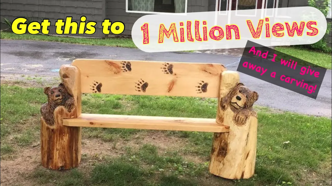 Chainsaw carving a bench