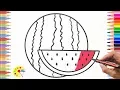 How to Draw Watermelon Coloring Pages Fruit Kids Learn Drawing Art Colors for Children
