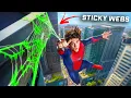 Swinging From Webs Like Spider-Man - Adhesive Webs Finally