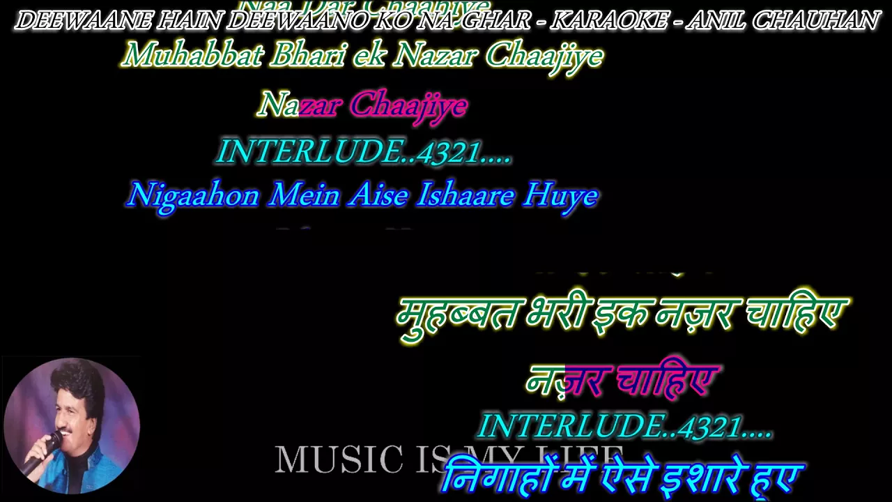 Deewane Hain Deewano Ko Na Ghar - karaoke With Scrolling Lyrics Eng. & हिंदी