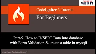 Codeigniter 3 Tutorial Part-9 Insert data into db with form validation create table in mysqli