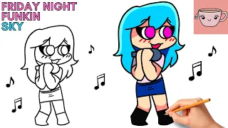 how to draw sky friday night funkin fnf easy step by step drawing tutorial