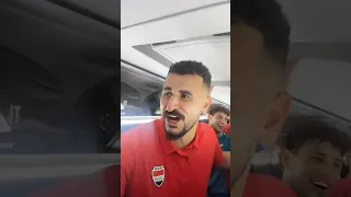 ركص ايمن حسين وميمي فرحة صعود كاس العالم