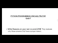 python programming KNC402 PRUTOR QUIZ1 100 Correct no UFM