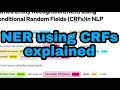 Named Entity Recognition NER using Conditional Random Fields CRFs explained with example