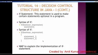 Tutorial 16 Decision Control Structure in Java - I BLUEJ FOR 9th