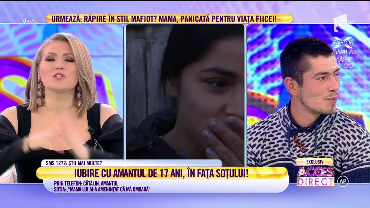 Scandal între Alin, tânărul înșelat, Diana, mama celor doi copii, și Cătălin, amantul de 17 ani