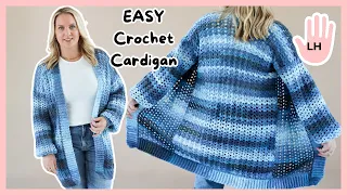 LEFT HANDED CROCHET: Easy Crochet Cardigan for Fall Tutorial | Step By Step