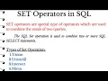 SQL Set Operator union union all intersect and minus operator DBMS