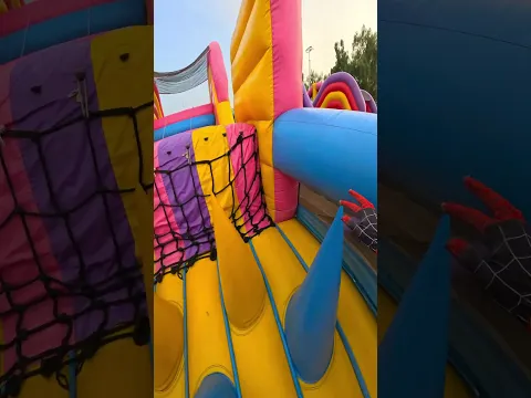 Racing at biggest jumping castle pov