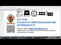 Lecture 21 MIPS Instruction Set Architecture II
