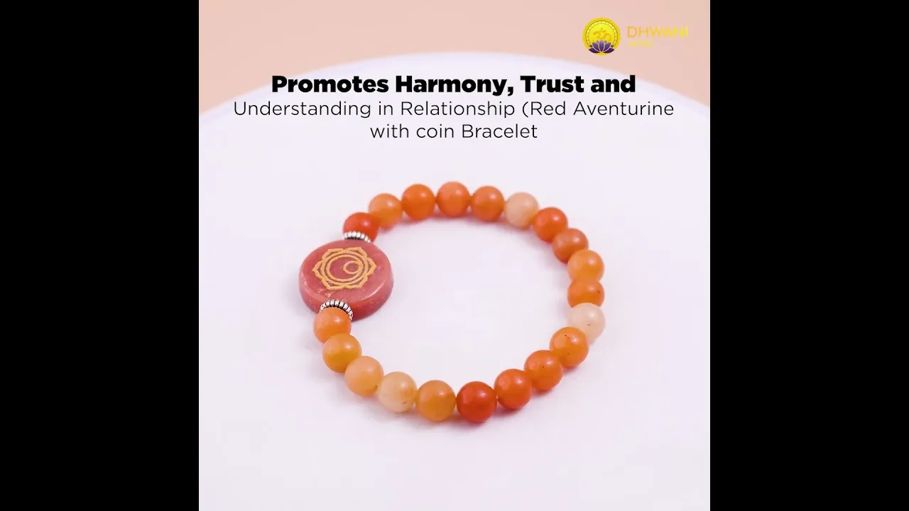 Promotes Harmony, Trust and Understanding in Relationship (Red Aventurine with coin) Bracelet - Abhimantrit & Certified