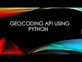 Geocoding API using Python in Tamil