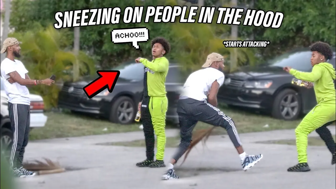 SNEEZING ON PEOPLE IN THE HOOD! | Social Experiment (Re-Uploaded)