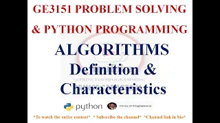 ALGORITHMS GE3151 PROBLEM SOLVING AND PYTHON PROGRAMMING NOTES