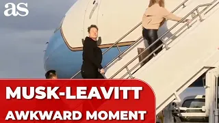 Elon Musk s AWKWARD MOMENT on Air Force One tries to AVOID LOOKING at Karoline Levitt