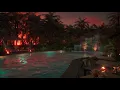 A Beautiful Golden Sunset By A Relaxing Private Pool | Soothing Water Sounds | Calming Waterfall