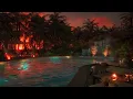 A Beautiful Golden Sunset By A Relaxing Private Pool Soothing Water Sounds Calming Waterfall