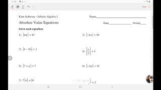 Kuta Software - Algebra 1 Absolute Value Equations IngWan Steiner