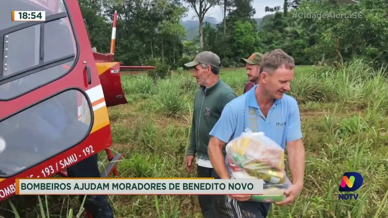 Mantimentos chegam para moradores de Benedito Novo através dos Bombeiros
