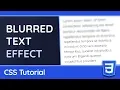 How to Blur Text with Animations - CSS Tutorial