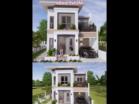 2-Storey 7x10M House Design | 4 Bed, 3 Bath + Car Garage #shorts