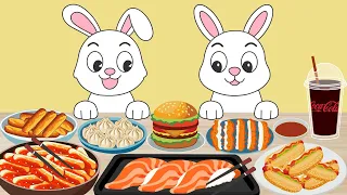 🐰 Brothers | Sharing Is Caring | ASMR Mukbang Animation | Bunny Eating Show | AZD Animation