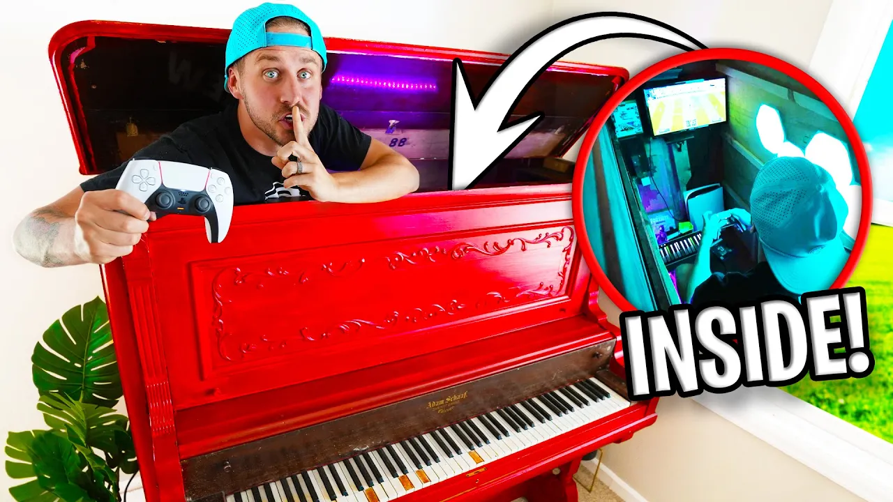 Secret Gaming Room INSIDE A PIANO!