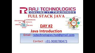 Full Stack Java Day 2 Java Introduction Raj Technologies