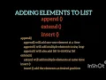 List in Python Part-3 Adding elements to List using append extend insert