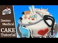 Medical Doctor Cake Tutorial - Dr or Nurse Supplies Mask Needles Pills Bandages Cake Topper