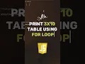 Print multiplication table using for loop in javascript Interview Questions Algorithm
