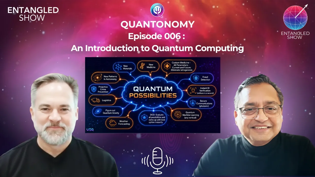 YouTube thumbnail for Entangled Show episode 6, "Quantonomy: Introduction to Quantum Computing."