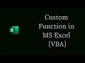 Create a Custom Function in MS Excel VBA